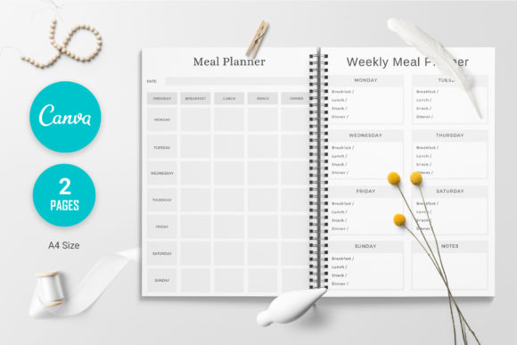 Download Canva Weekly Meal Planner Template - Meal planner Collection