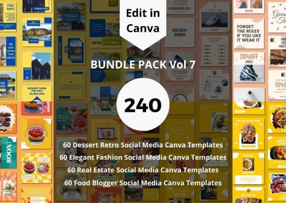 Download 240 Social Media Canva Templates Bundle - Canva template Collection
