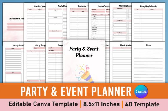 Download Party &amp; Event Planner Canva Template - Canva template Collection