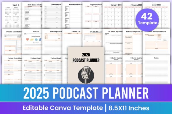 Download 2025 Podcast Planner Canva Template - Canva template Collection