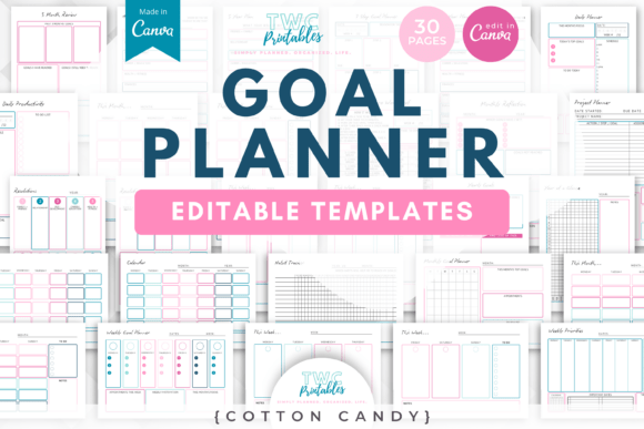 Download Goal Planner Canva Templates | COTTON CA - Canva template Collection