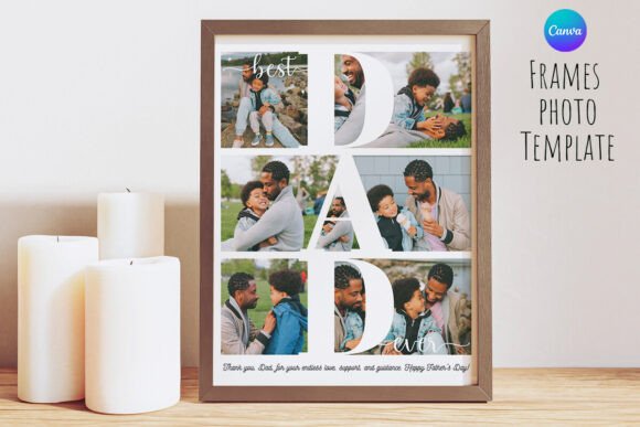 Download Best Dad Ever Photo Frame Canva Template - Canva template Collection