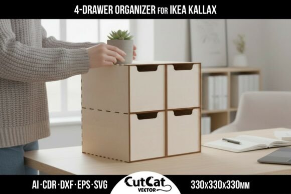 Download 4 Drawer Organizer for IKEA KALLAX SVG - Organizer Collection