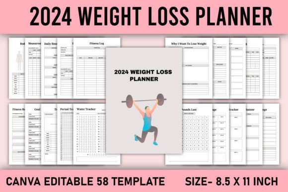 Download 2024 Weight Loss Planner Canva Template - Canva template Collection