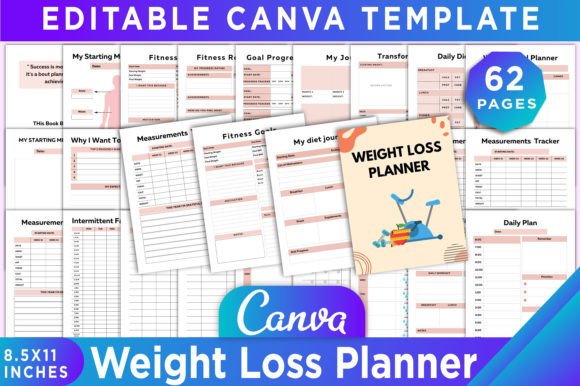 Download Weight Loss Planner Canva Template - Canva template Collection