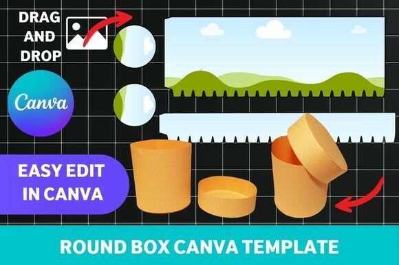 Download Round Box with Lid Canva Template - Canva template Collection