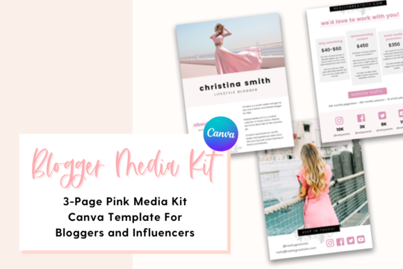 Download 3-Page Pink Media Kit Canva Template - Canva template Collection