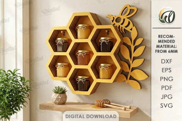 Download 3D Bee Shelf Organizer Laser Cut - Organizer Collection