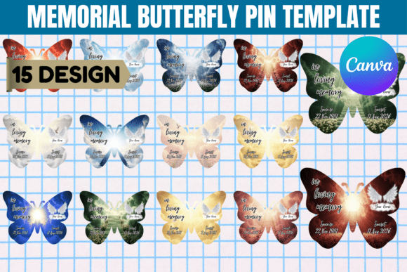 Download Memorial Butterfly Pin Canva Template - Canva template Collection