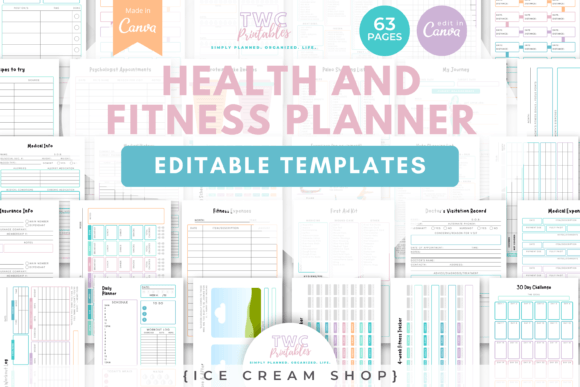 Download Health &amp; Fitness Planner Canva Templates - Canva template Collection