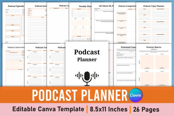 Download Editable Podcast Planner Canva Template - Canva template Collection
