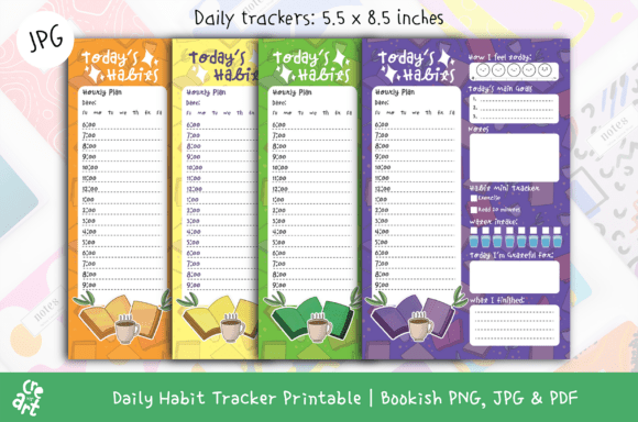 Download Daily Habit Tracker Printable Bookish - Premium Resources
