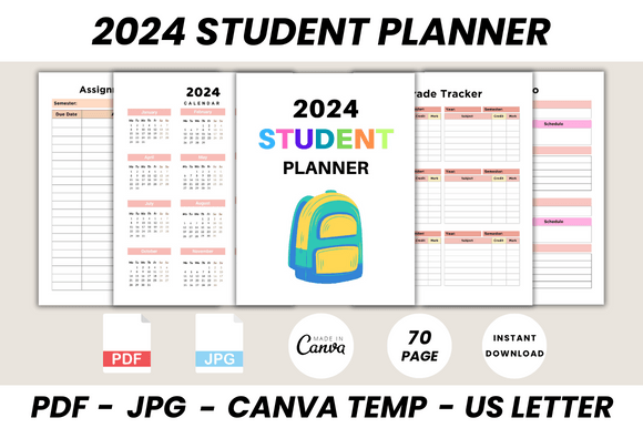 Download 2024 Student Planner Canva Template - Canva template Collection