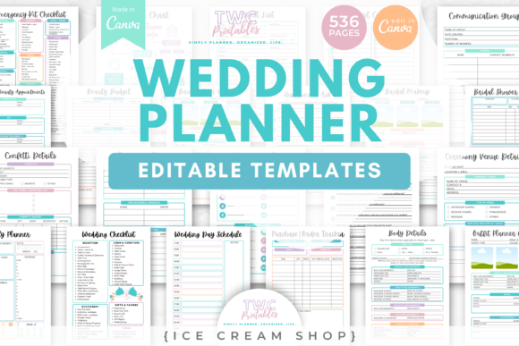 Download Wedding Planner Canva Templates | ICE - Canva template Collection