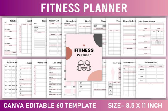 Download Editable Fitness Planner Canva Template - Canva template Collection