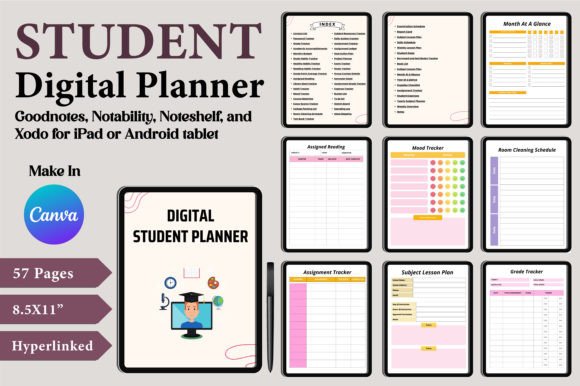Download Digital Student Planner Canva Templates - Canva template Collection